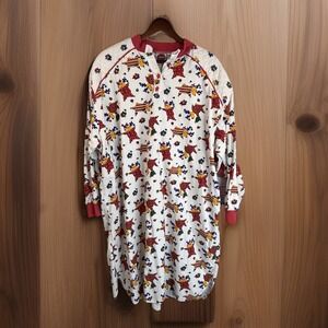 Vintage 1970s Kitch‎ Reindeer Pajamas L Night Shirt Unisex Christmas 100% Cotton